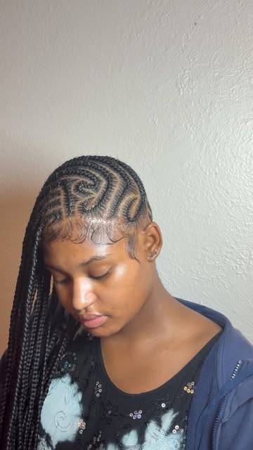 Intricate stitch braids with clean curved parts